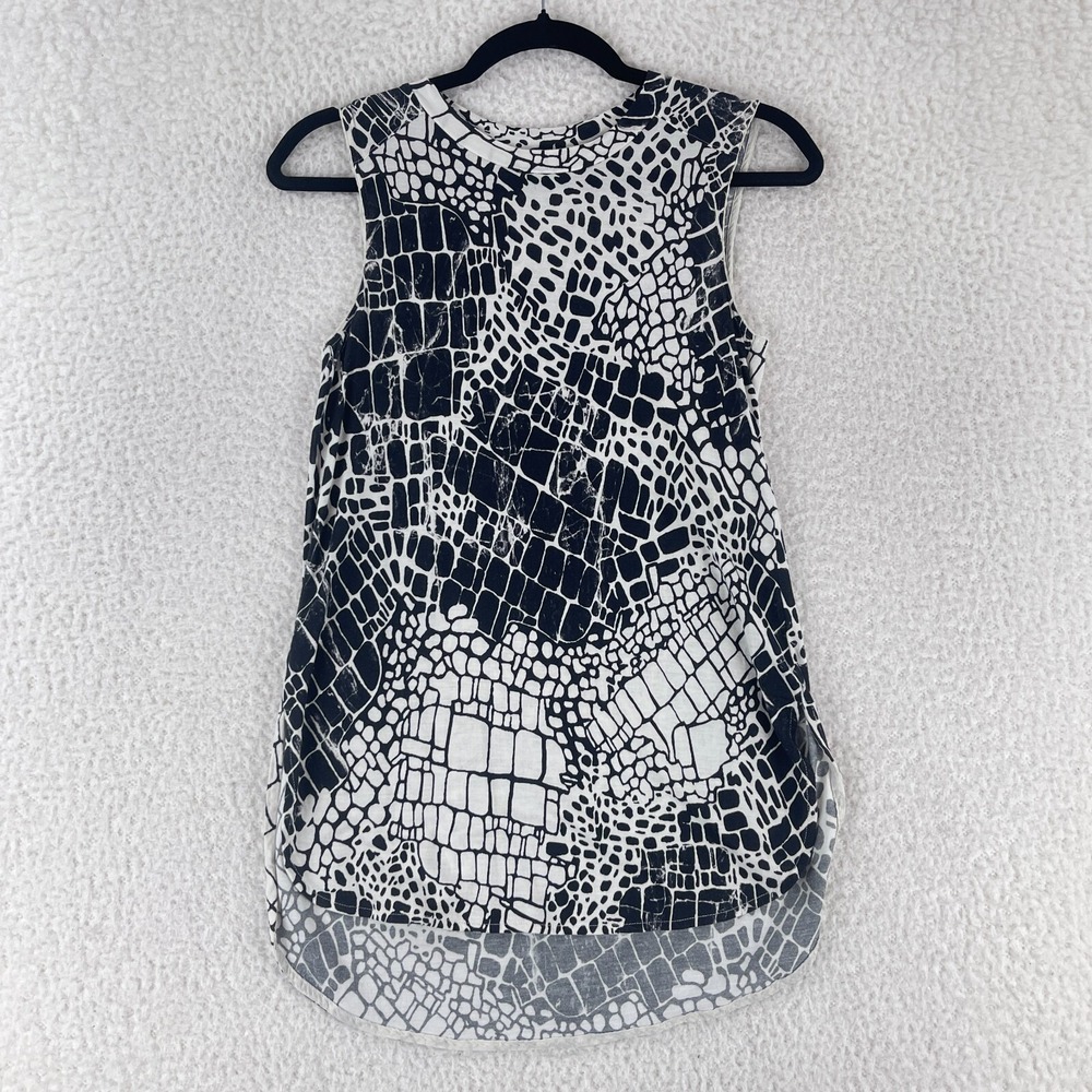 Vince Black Animal Print Tank Top Womens Sleeveless‎ Pullover Size XS